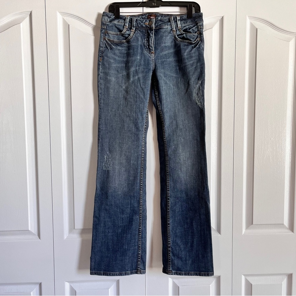 EUC Anthropologie Louie blue distressed bootcut denim jeans size 29